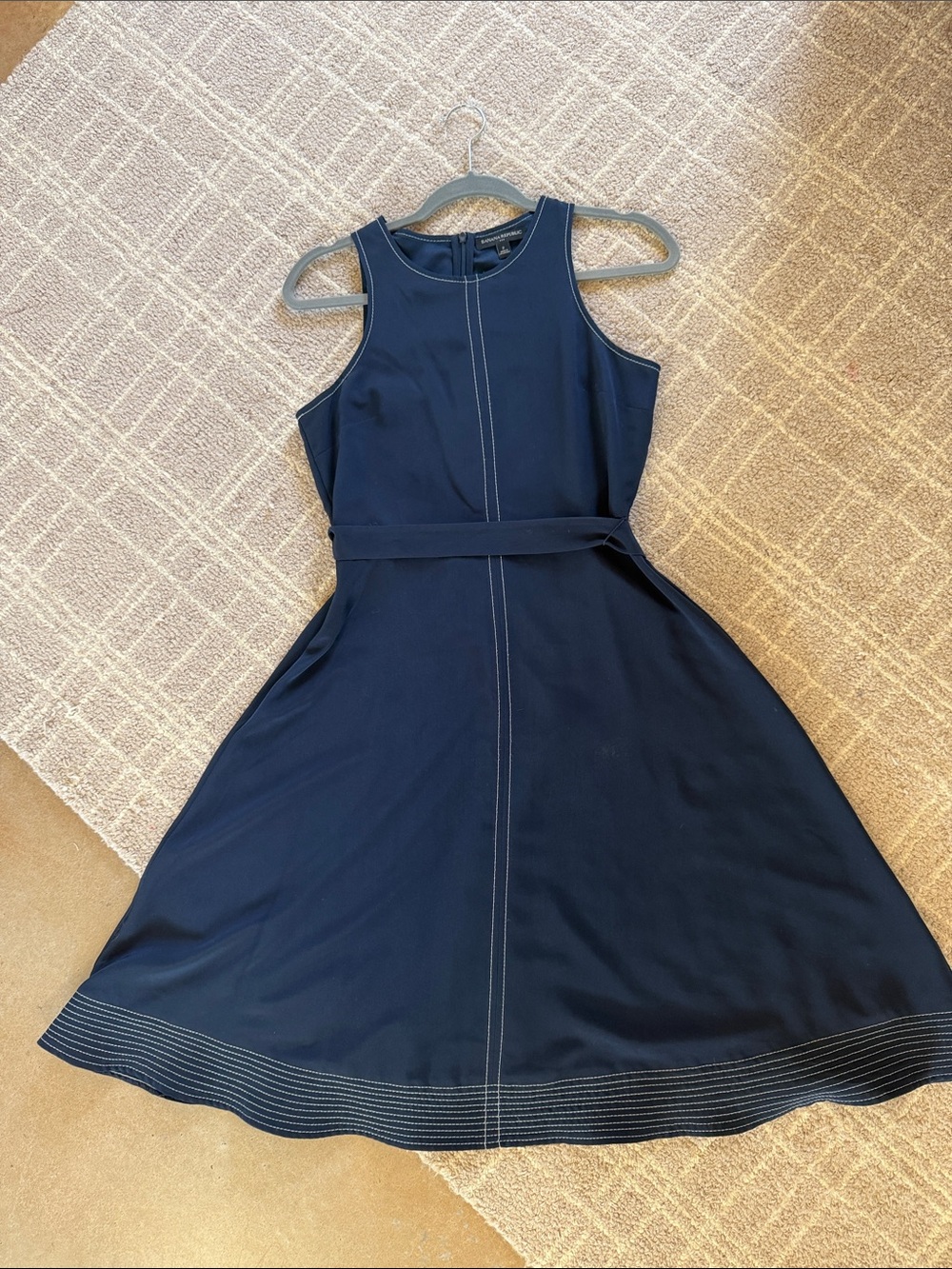 Banana Republic Factory Navy Sleeveless A-Line Dress with Belt